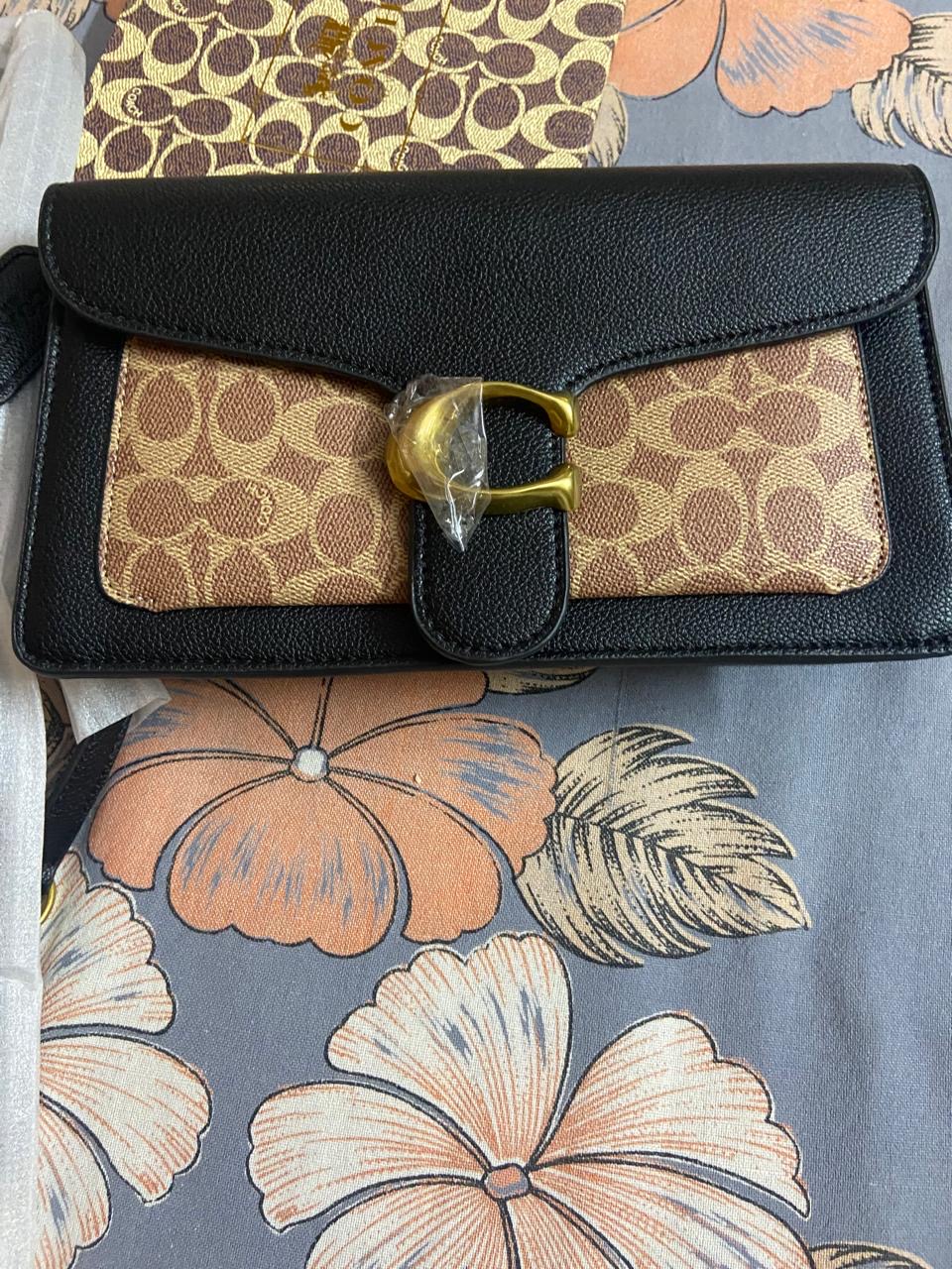 Coach Plaque Apricot Black Shoulder Bag photo review